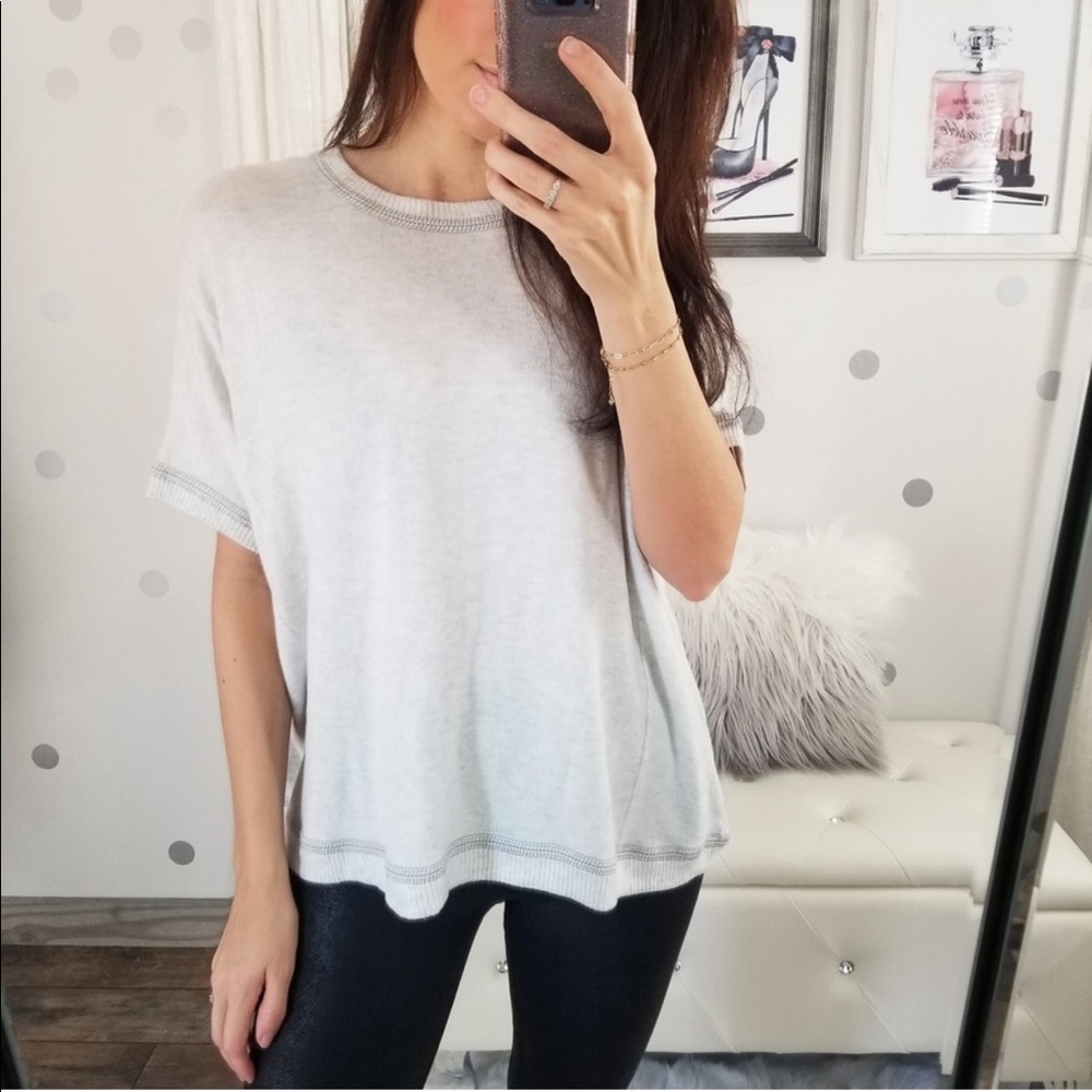 🔁 Brushed Light Grey Boxy Top
